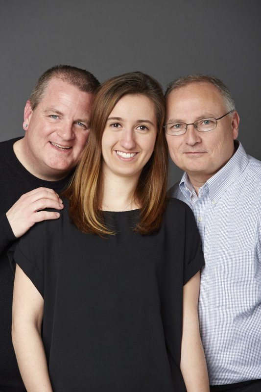 Gary Chalmers and Richard Linnell  with their daughter Paige