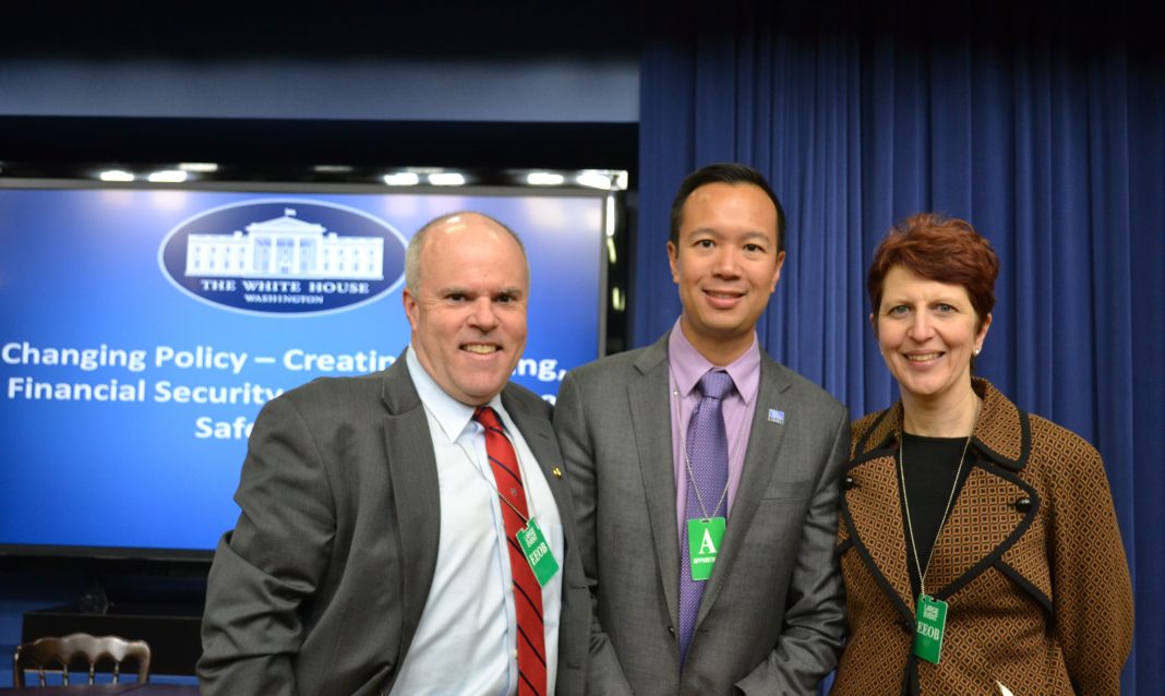 At the White House: Bob Linscott, Assistant Director, The LGBT Aging Project at The Fenway Institute; Linscott; Janson Wu, Executive Director, GLAD; and Lisa Krinsky, Director, The LGBT Aging Project at The Fenway Institute. (photo: courtesy Fenway Health)