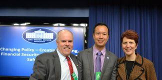 At the White House: Bob Linscott, Assistant Director, The LGBT Aging Project at The Fenway Institute; Linscott; Janson Wu, Executive Director, GLAD; and Lisa Krinsky, Director, The LGBT Aging Project at The Fenway Institute. (photo: courtesy Fenway Health)