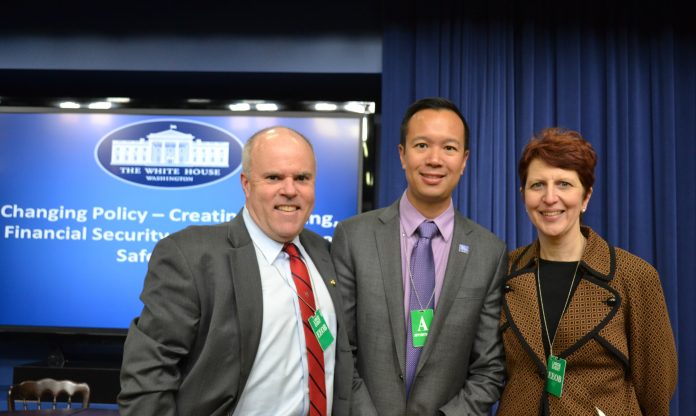 At the White House: Bob Linscott, Assistant Director, The LGBT Aging Project at The Fenway Institute; Linscott; Janson Wu, Executive Director, GLAD; and Lisa Krinsky, Director, The LGBT Aging Project at The Fenway Institute. (photo: courtesy Fenway Health)